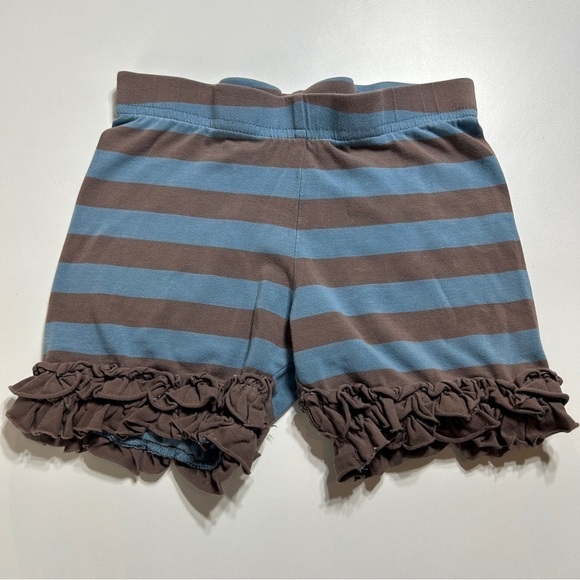 Matilda Jane blue and brown stripe Shorties Ruffle Shorts size 6 - Picture 1 of 6